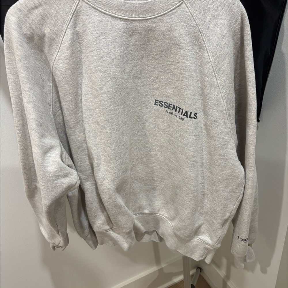 Essentials Gray Crewneck Sweater Soft Cotton Blend